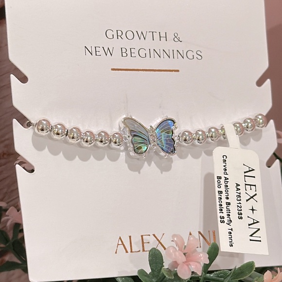 Alex and Ani Carved Abalone Butterfly Bolo Bracelet - Picture 4 of 5